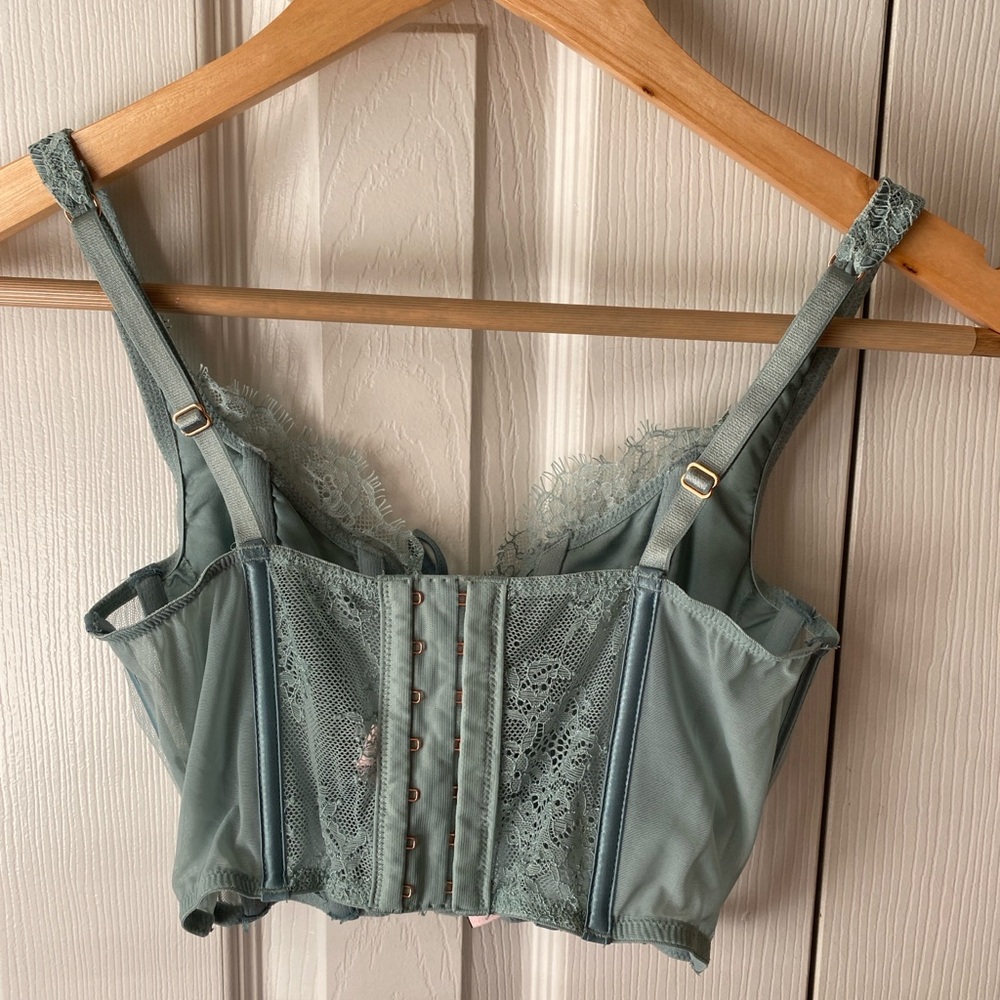 VICTORIA’S SECRET Dream Angels Sagebrush Green Lace-Up Bustier Corset Top SZ XS - Picture 3 of 8